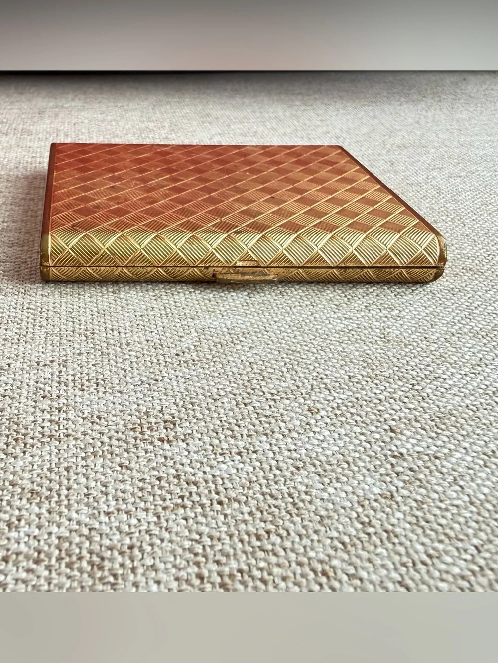 Vintage 1960s Christian Dior Swiss Made Powder Compact Gold Basketweave Mesh